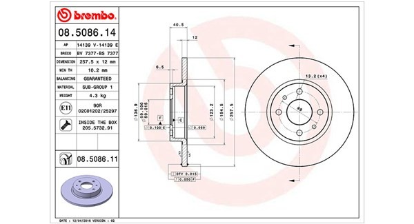 MAGNETI MARELLI 360406021800: Bremseskive Ø: 257mm, fuldstændigt, Ø: 257mm, med skruer