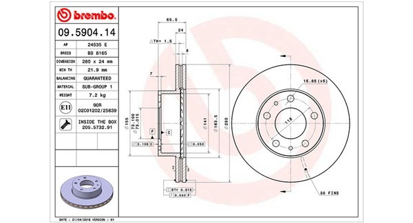MAGNETI MARELLI 360406022600: Remschijf Ø: 280mm, interne ventilatie, Ø: 280mm, Met schroeven