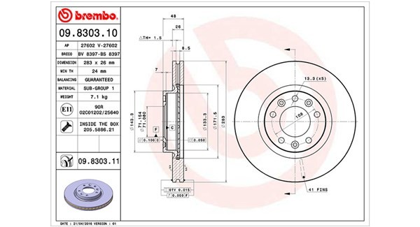 MAGNETI MARELLI 360406041400: Remschijf Ø: 283mm, interne ventilatie, Ø: 283mm, Met schroeven