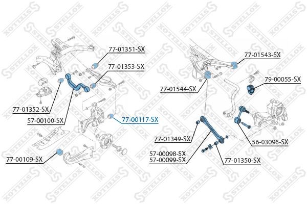 STELLOX 77-00117-SX: Έδραση, ψαλίδι Πίσω άξονας αριστερά, Πίσω άξονας δεξιά