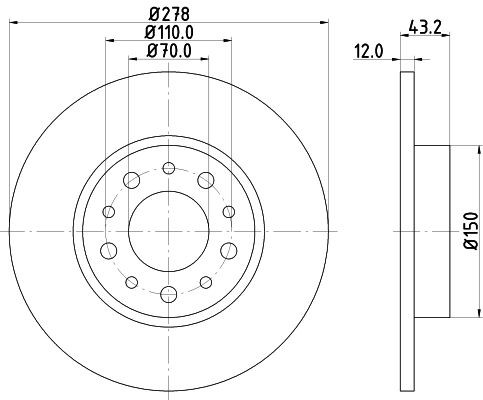 HELLA PAGID 8DD 355 112-541: Bremsscheibe PRO Ø: 278mm, voll, Ø: 278mm, beschichtet, ohne Radnabe, ohne Radlager, ohne Radbefestigungsbolzen