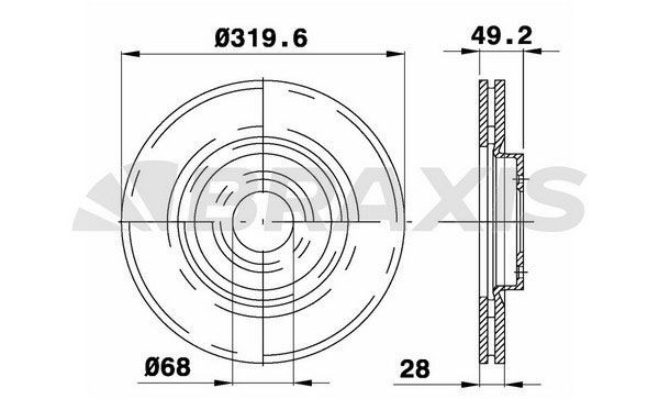 BRAXIS AD1045: Disque de frein Ø: 319,6mm, ventilé