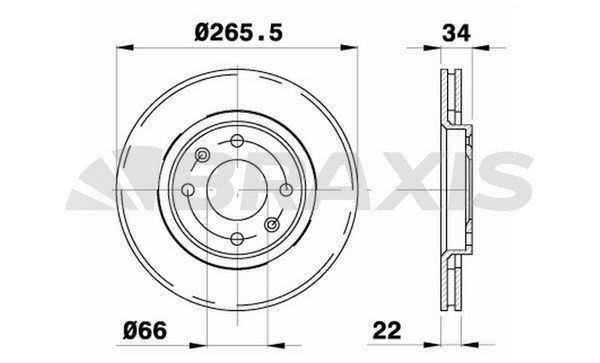 BRAXIS AE0003: Remschijf Geventileerd