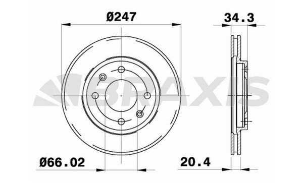 BRAXIS AE0009: Féktárcsa Ø: 247mm, Szellőztetett