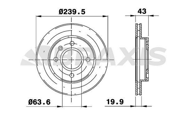 BRAXIS AE0017: Remschijf Ø: 239,5mm, Geventileerd
