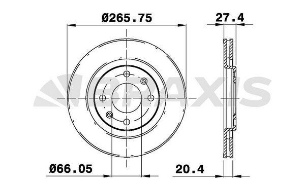 BRAXIS AE0019: Bremsscheibe Ø: 265,7mm, Belüftet