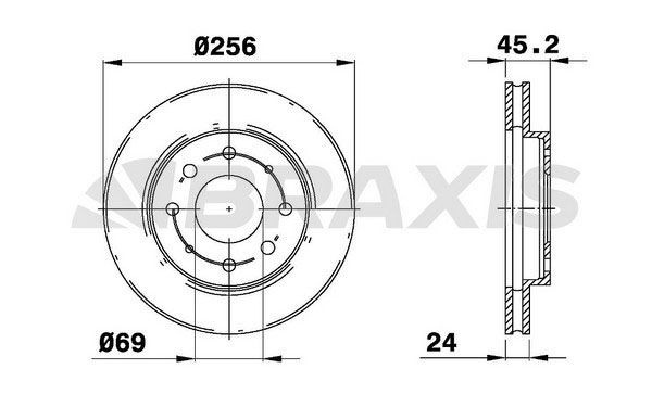 BRAXIS AE0458: Bromsskiva Ø: 256mm, ventilerad