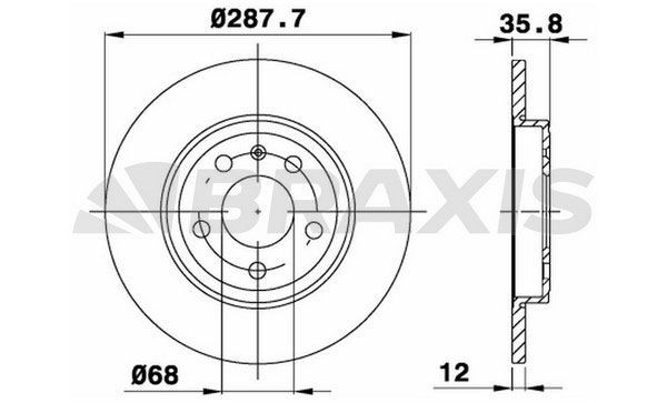 BRAXIS AE0506: Bromsskiva Ø: 287,7mm, full