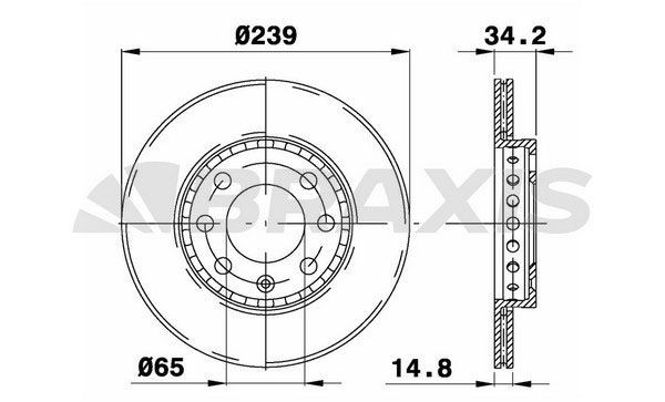 BRAXIS AE0573: Disque de frein Ø: 239mm, ventilé