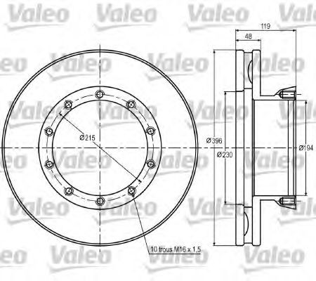 VALEO 187012: Bromsskiva framaxel, Ø: 396mm, ventilerad, Ø: 396mm