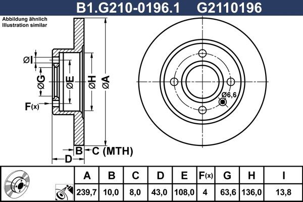 GALFER B1.G210-0196.1: Bremseskive Ø: 240mm, fuldstændigt, Ø: 240mm, coatet