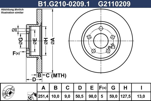 GALFER B1.G210-0209.1: Bremsscheibe Ø: 251,4mm, voll, Ø: 251,4mm, beschichtet