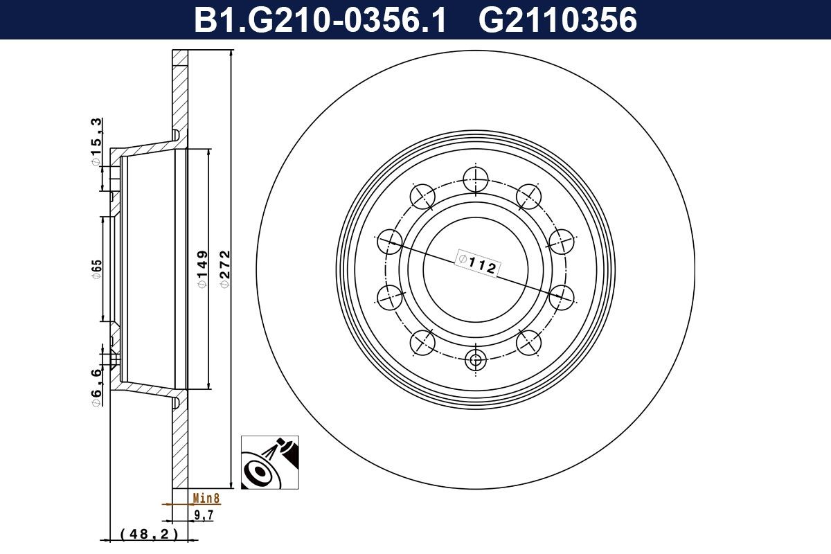 GALFER B1.G210-0356.1: Bremseskive Ø: 272,0mm, fullt ut, Ø: 272,0mm, belagt