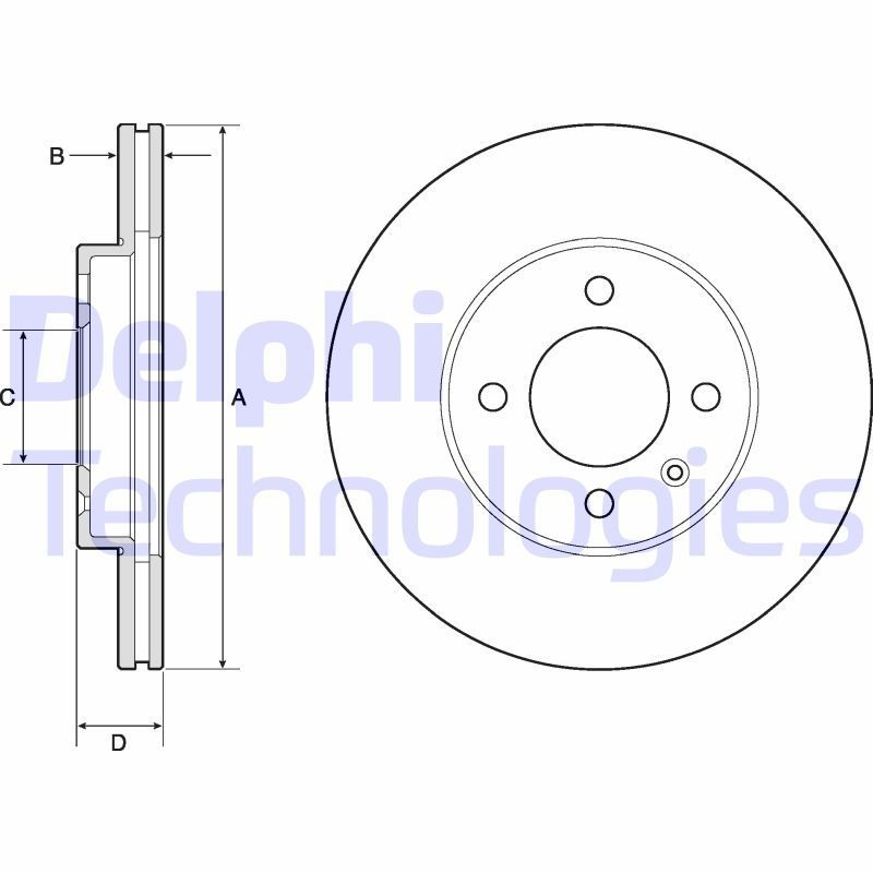 DELPHI BG2455C: Bremseskive Ø: 256mm, ventileret, Ø: 256mm, coatet