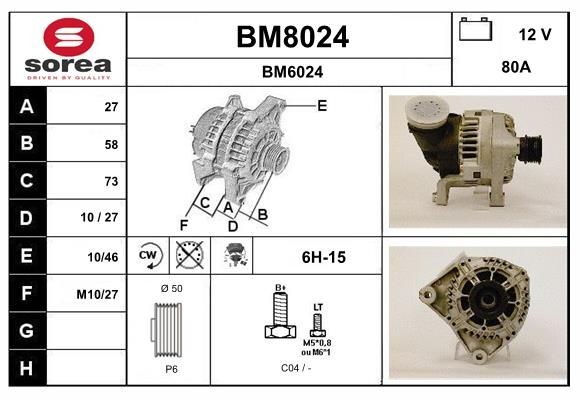 SNRA BM8024: Alternator 80A, cu regulator integrat
