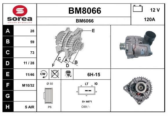 SNRA BM8066: Alternator 120A, cu regulator integrat