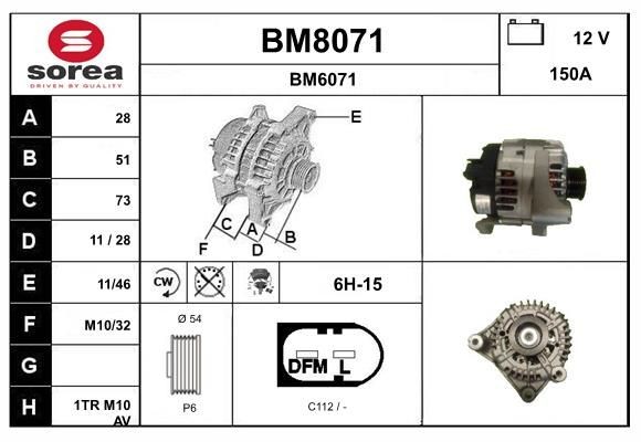SNRA BM8071: Alternator 150A, cu regulator integrat