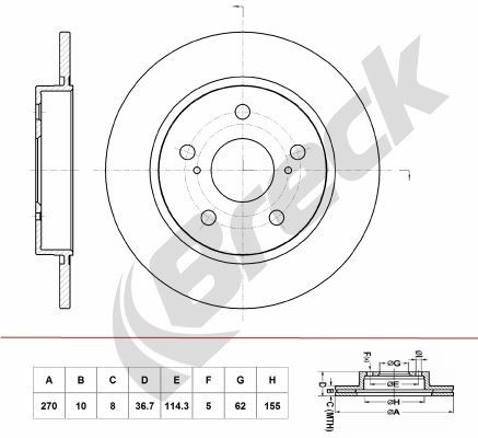 BRECK BR 061 SA100: Remschijf Ø: 270mm, volledig, Grijs gietijzer, Ø: 270mm, Gecoat, Zonder wiellager