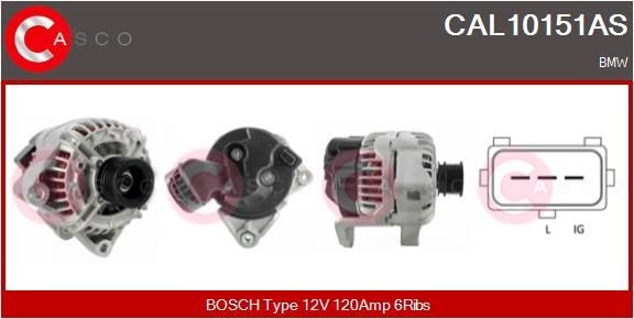 CASCO CAL10151AS: Alternador 120A, com regulador integrado
