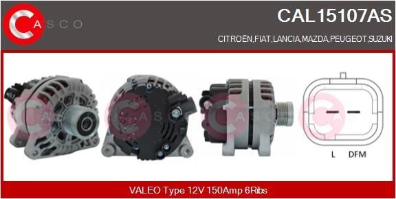 CASCO CAL15107AS: Alternador 150A, com regulador integrado