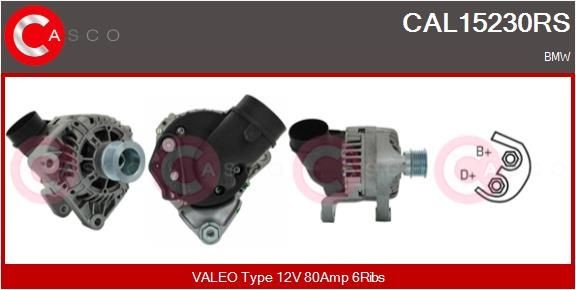 CASCO CAL15230RS: Alternador 80A, com regulador integrado