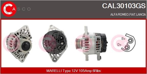 CASCO CAL30103GS: Alternator 105A, cu regulator integrat