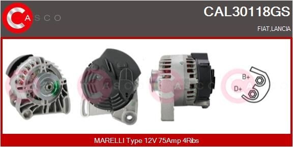 CASCO CAL30118GS: Alternator 75A, cu regulator integrat