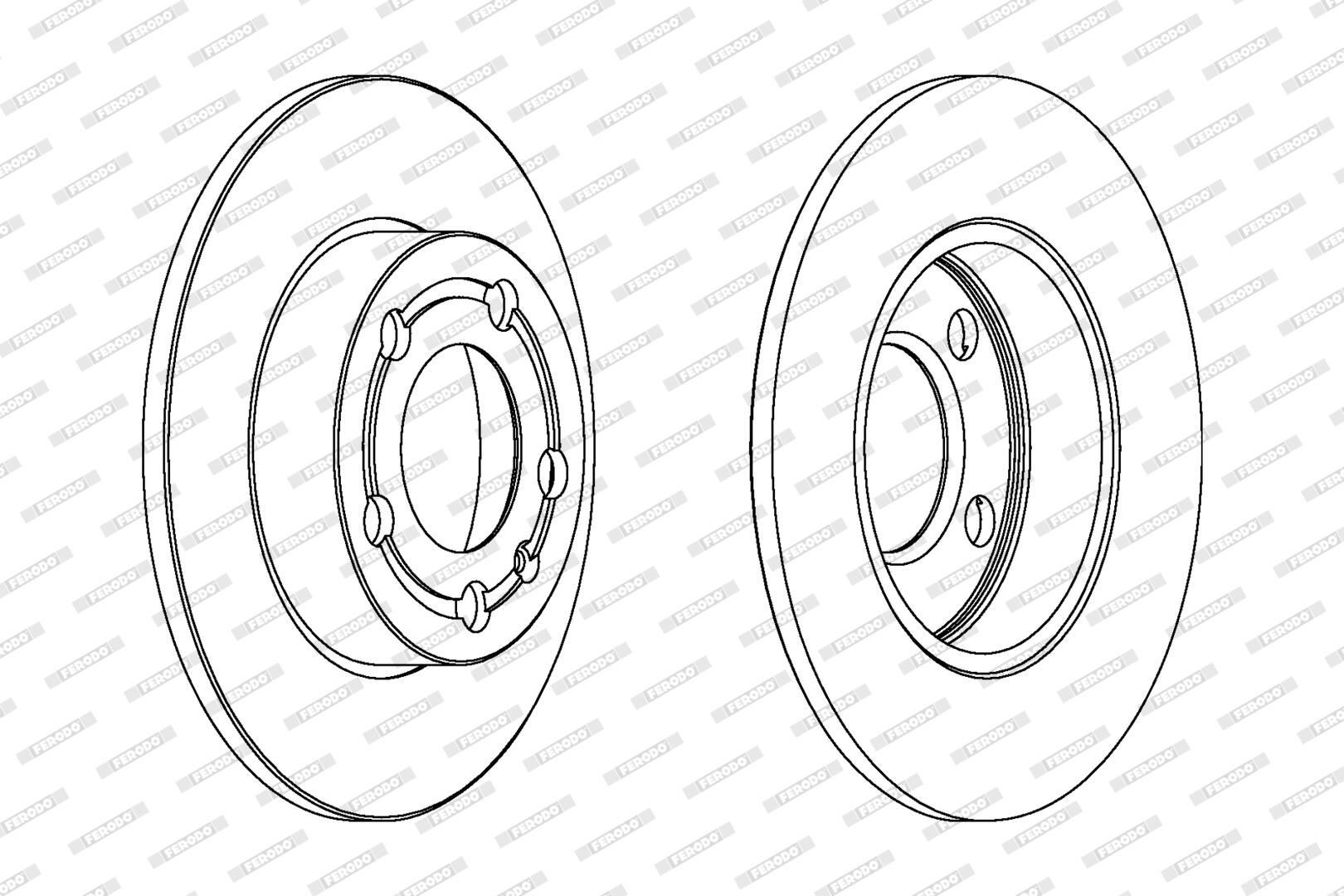 FERODO PREMIER DDF1233C Bremsscheibe Ø: 232mm, voll, Ø: 232mm, beschichtet, mit Schrauben