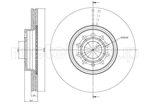 TRUSTING DF1069: Bromsskiva Ø: 312,0mm, ventilerad, Ø: 312,0mm, lackerad