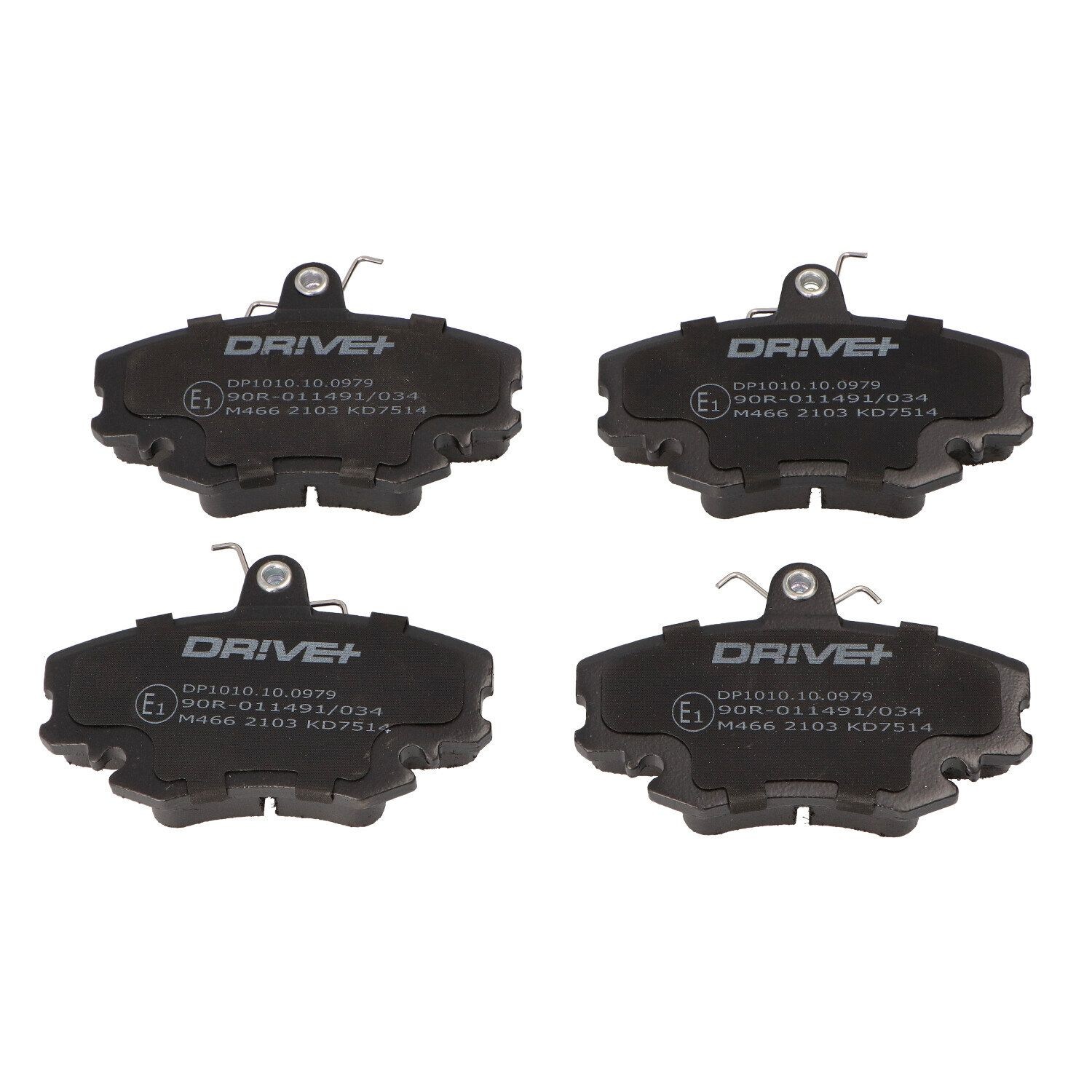 Dr!ve+ DP1010.10.0979: Bromsbelägg framaxel, med fjäder, med limfolie, med skruvar