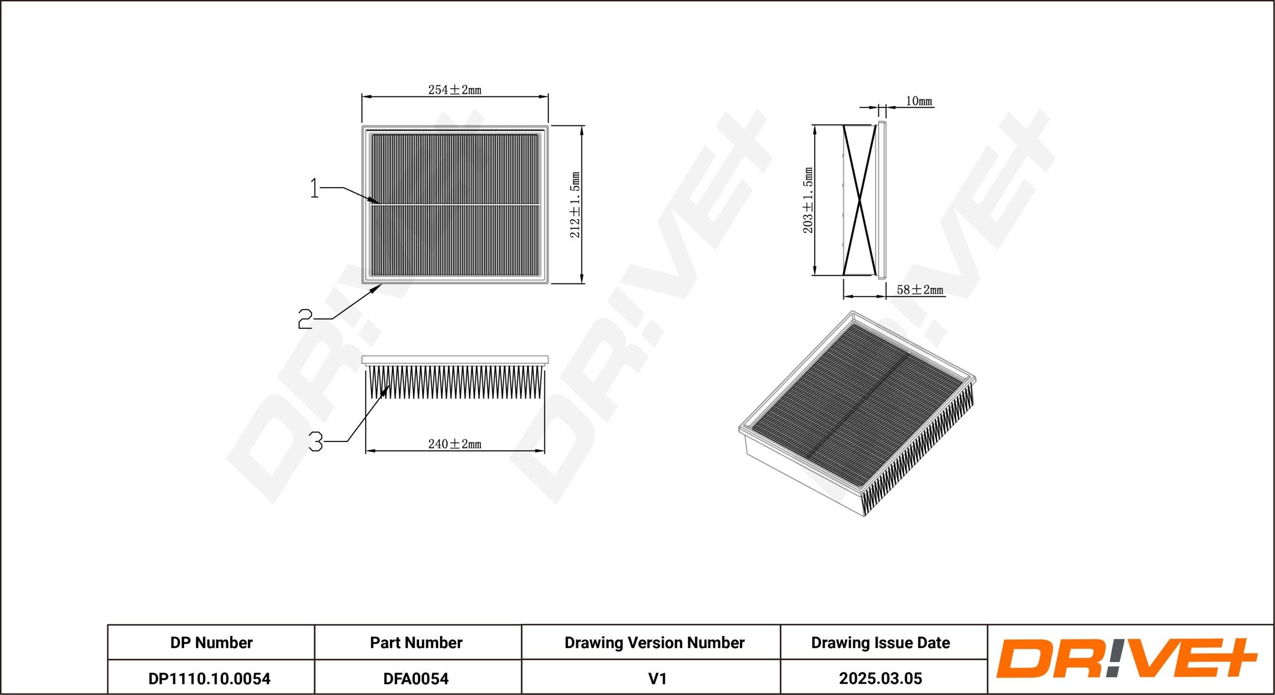 Dr!ve+ DP1110.10.0054: Luftfilter