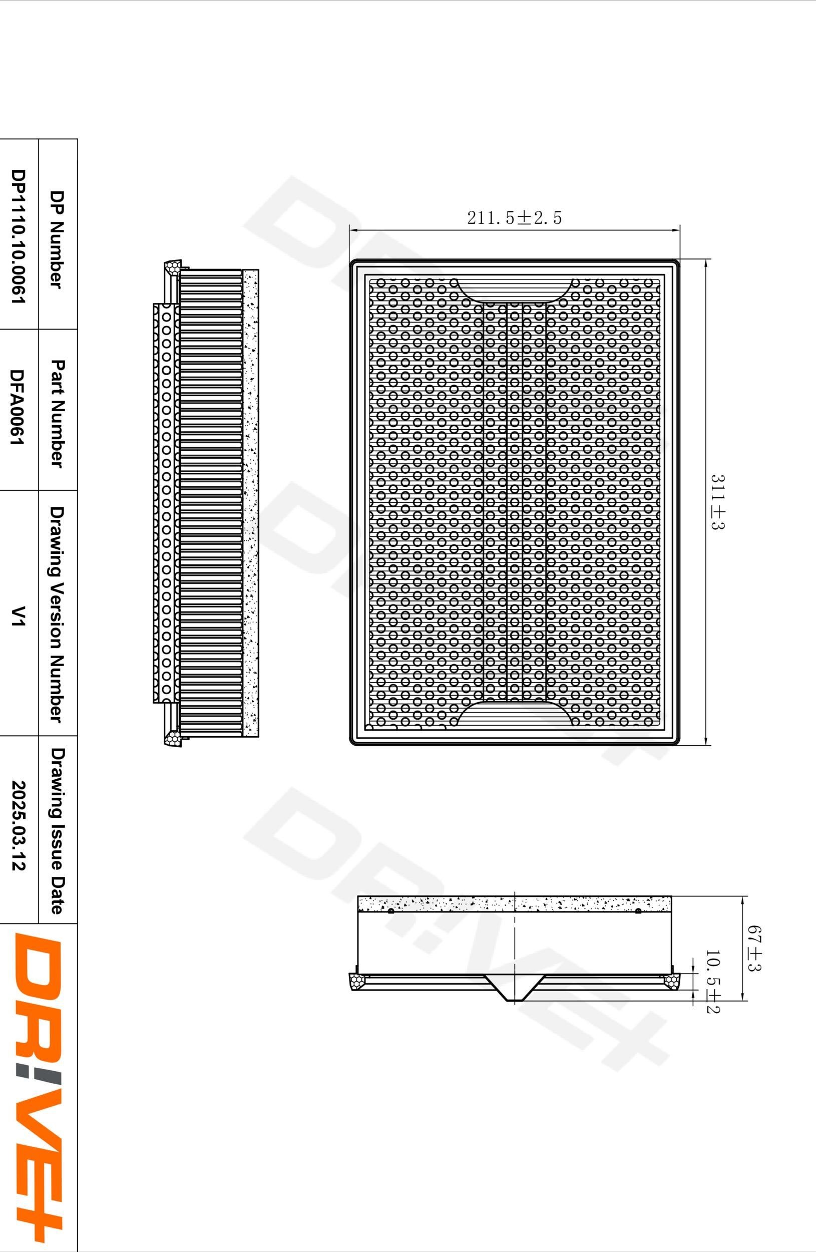 Dr!ve+ DP1110.10.0061: Gaisa filtrs