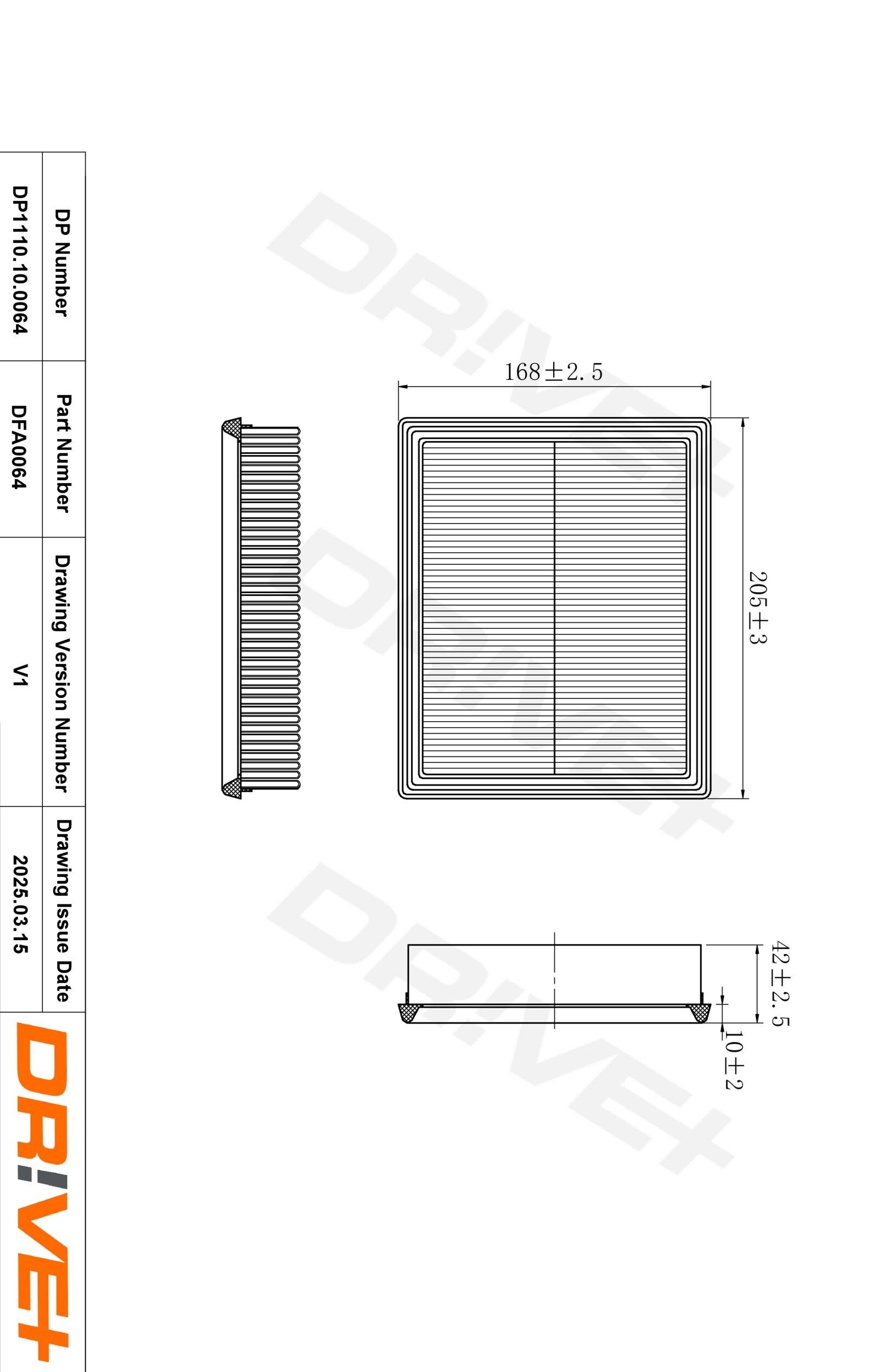 Dr!ve+ DP1110.10.0064: Въздушен филтър