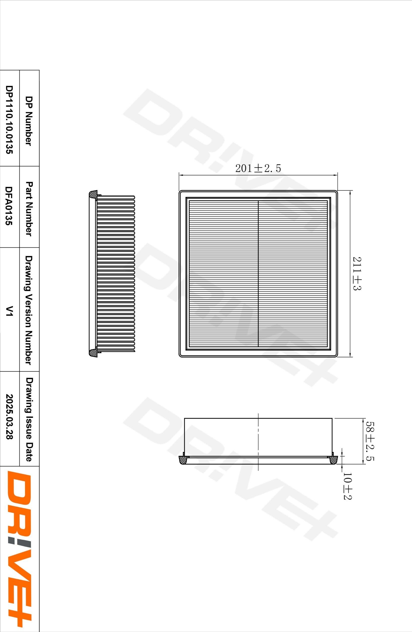 Dr!ve+ DP1110.10.0135: Légszűrő