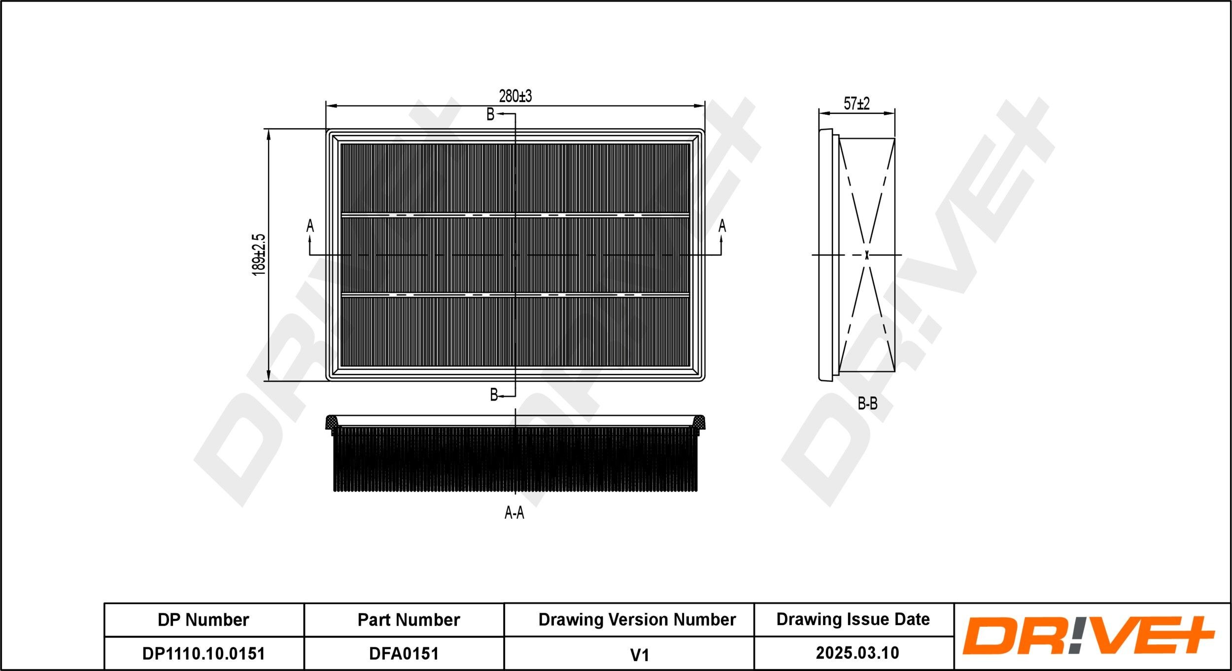 Dr!ve+ DP1110.10.0151: Въздушен филтър