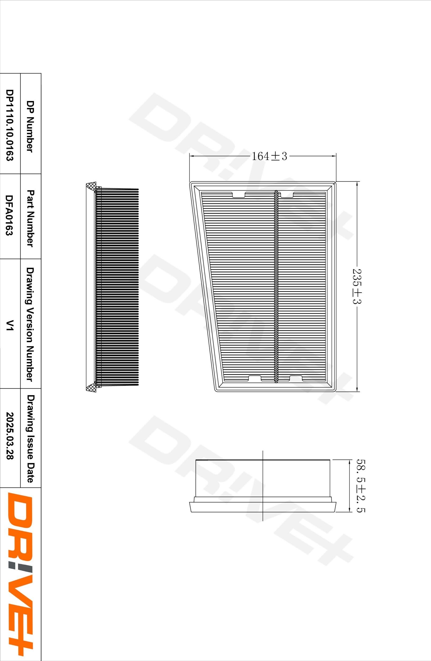 Dr!ve+ DP1110.10.0163: Légszűrő