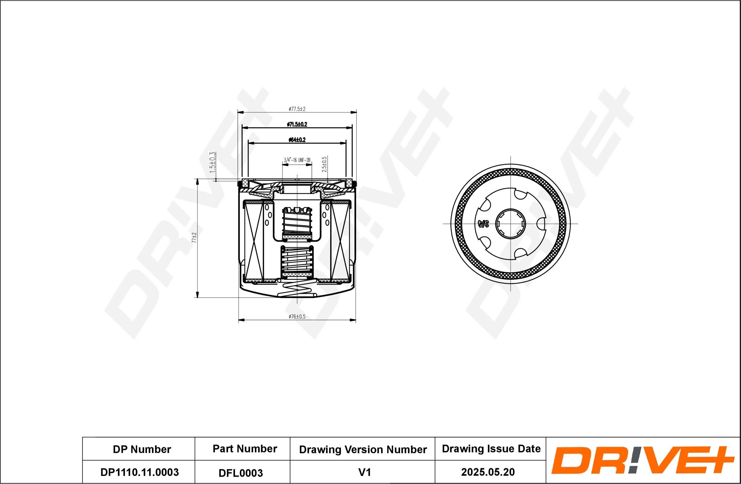 Dr!ve+ DP1110.11.0003: Eļļas filtrs