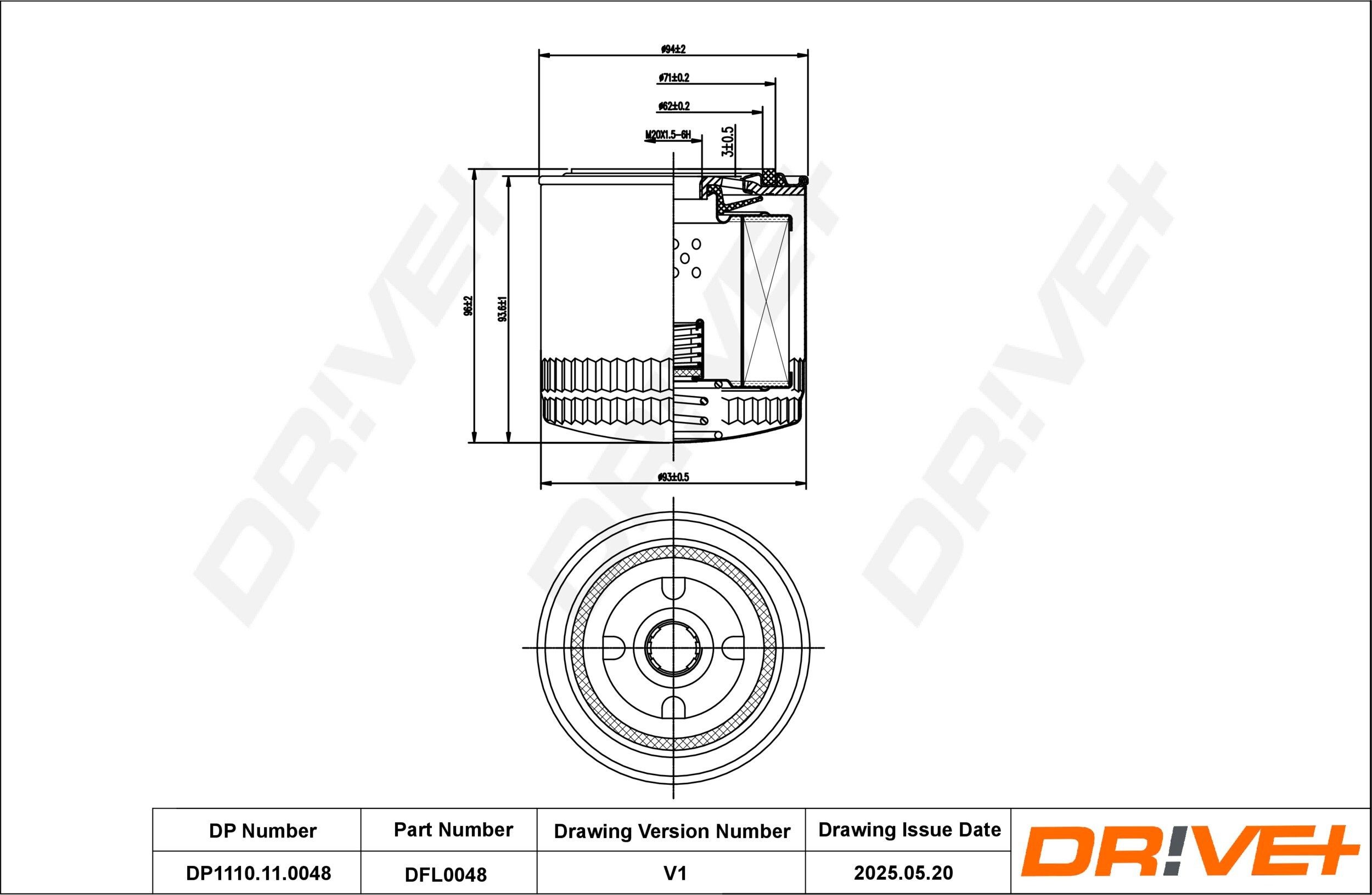 Dr!ve+ DP1110.11.0048: Olajszűrő