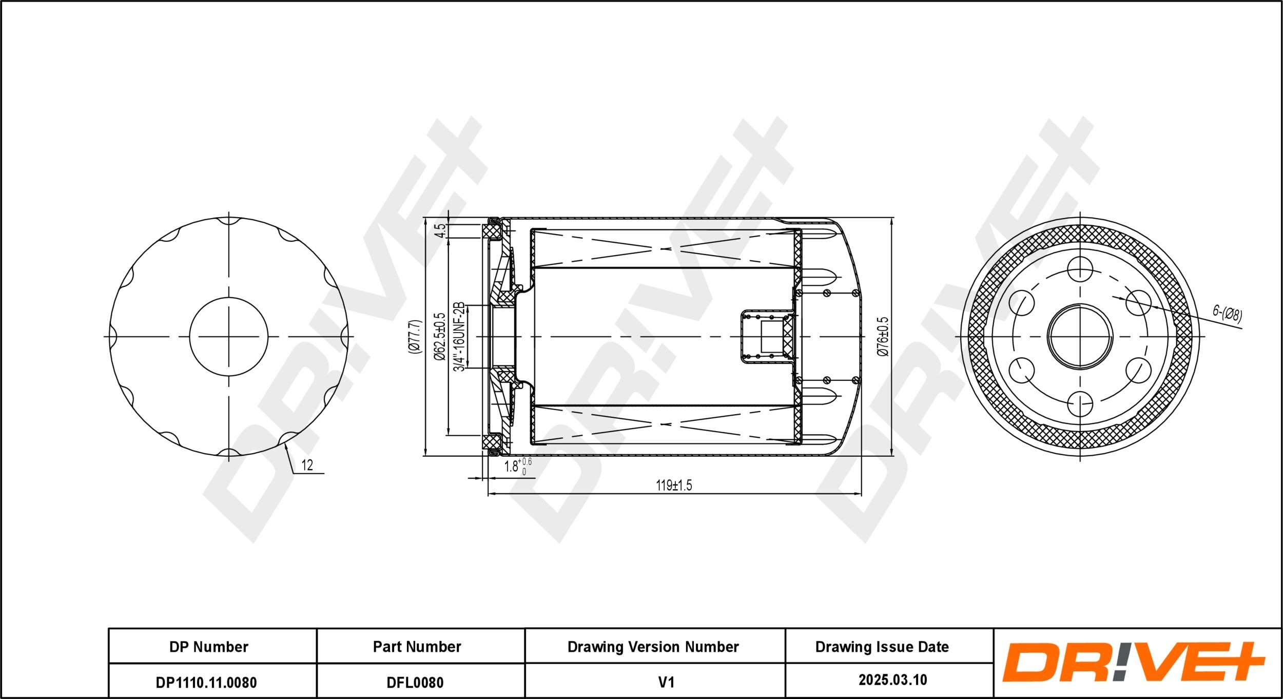 Dr!ve+ DP1110.11.0080: Filtre à huile