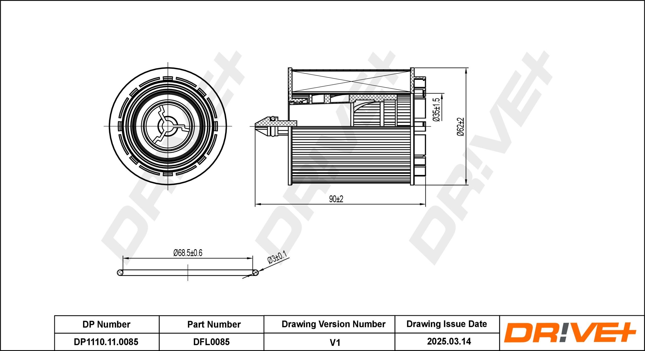 Dr!ve+ DP1110.11.0085: Eļļas filtrs