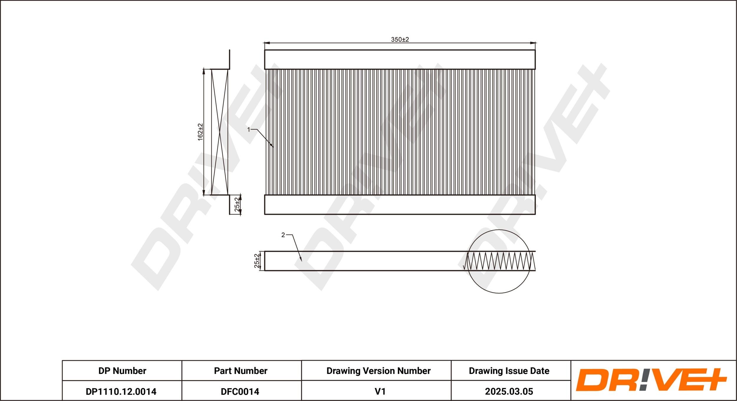 Dr!ve+ DP1110.12.0014: Filtro de habitáculo Filtro de partículas