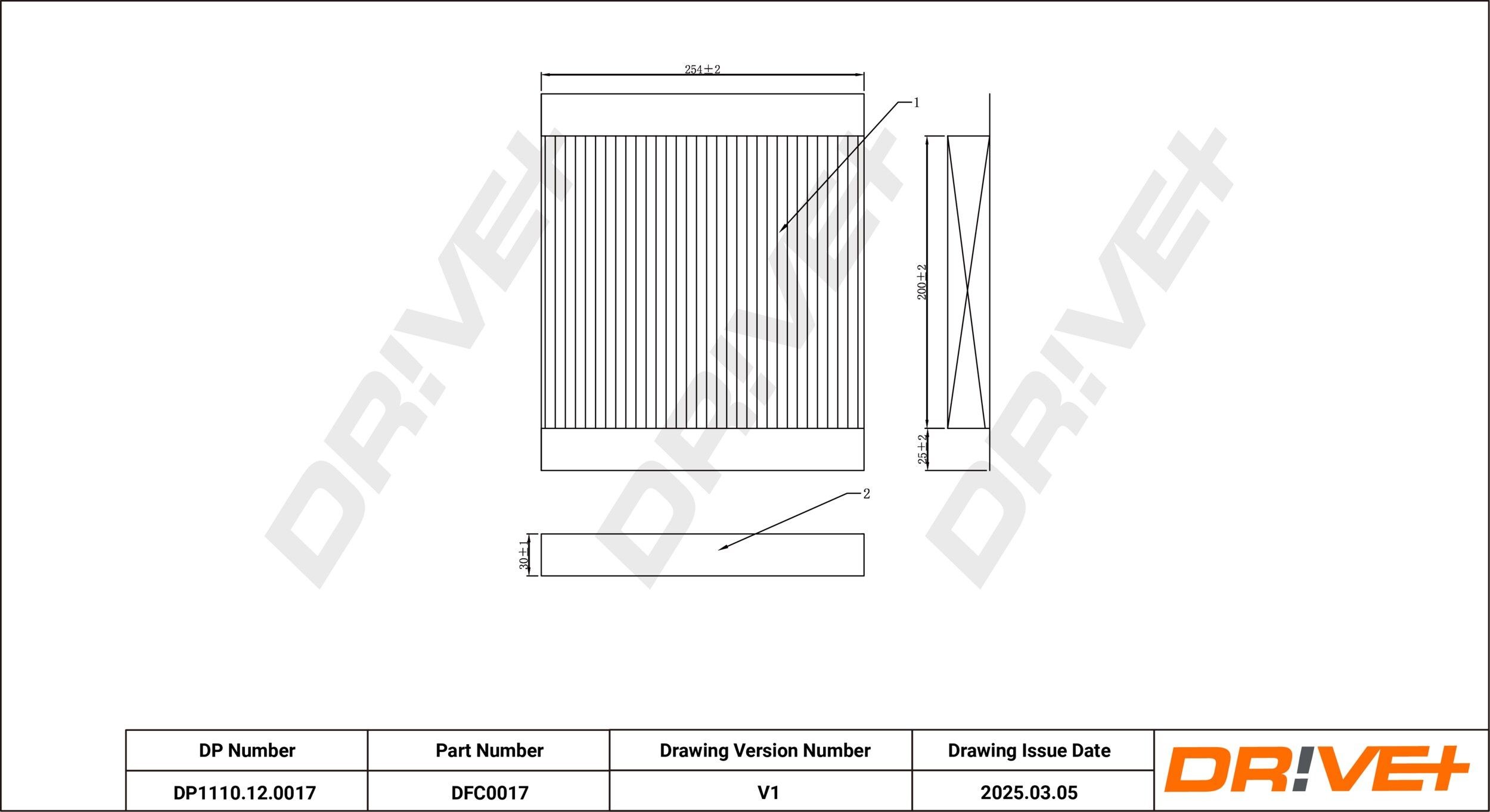 Dr!ve+ DP1110.12.0017: Szűrő, utastér levegő részecskeszűrő
