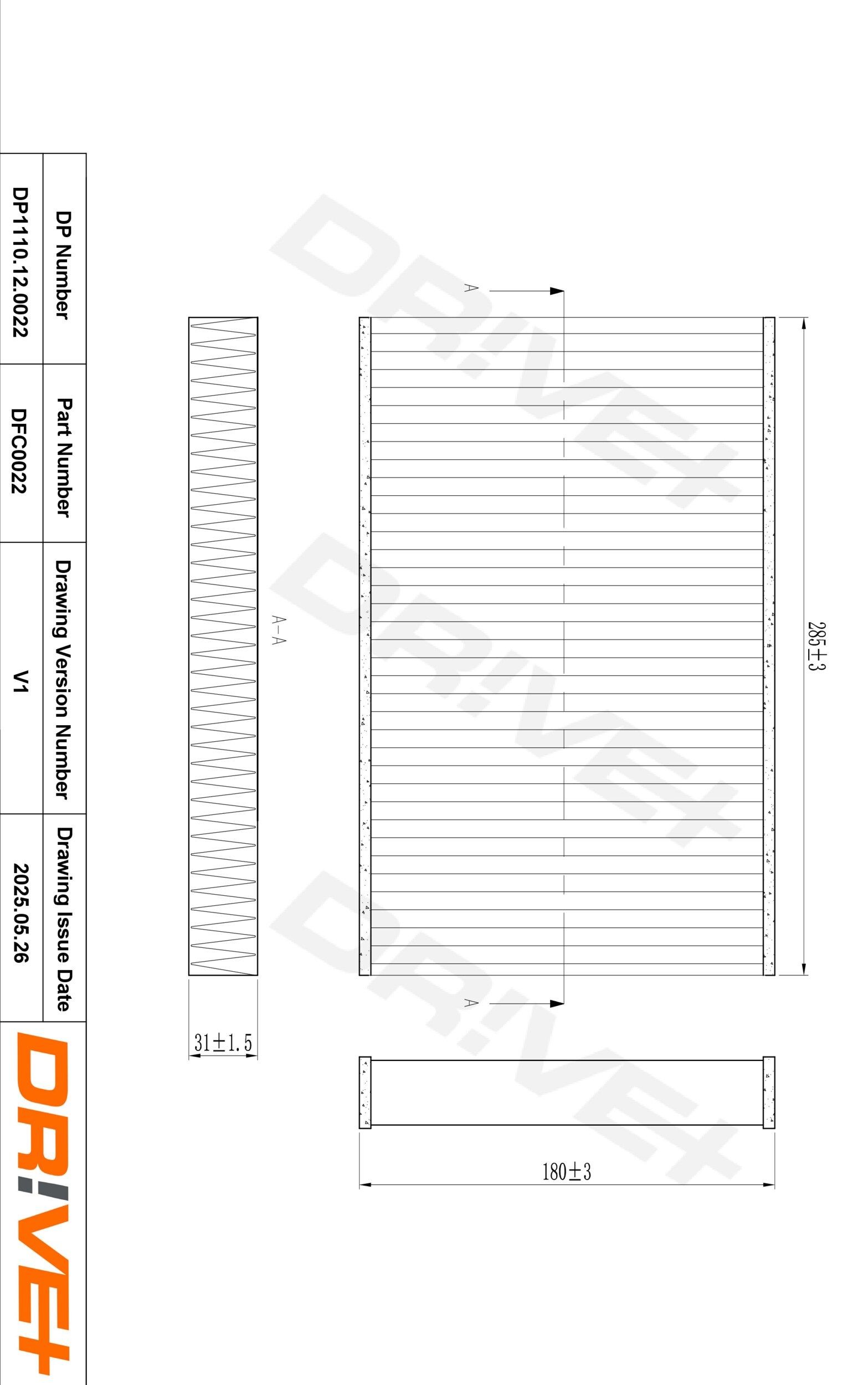 Dr!ve+ DP1110.12.0022: Filtrs, Salona telpas gaiss Daļiņu filtrs