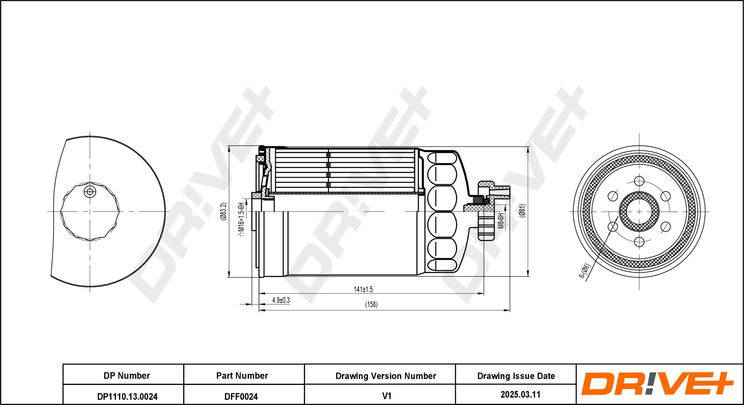Dr!ve+ DP1110.13.0024: Palivový filter s tesnenim