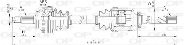 OPEN PARTS DRS6231.00: Arbre de transmission Essieu avant droit, 1118mm