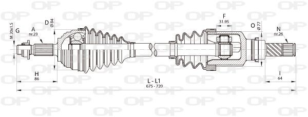 OPEN PARTS DRS6345.00: Aandrijfas Vooras links, 675mm
