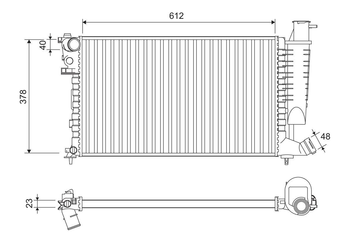 VALEO 816716: Radiateur du moteur Aluminium, sans thermostat de liquide de refroidissement