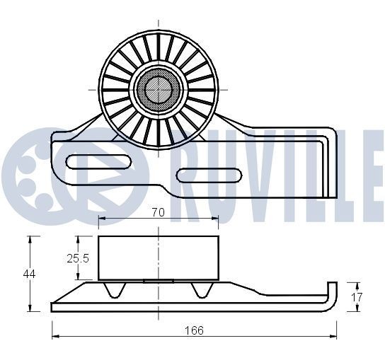 RUVILLE 55068: Rola intinzator, curea transmisie Ř: 70,00mm, Ř: 70,00mm