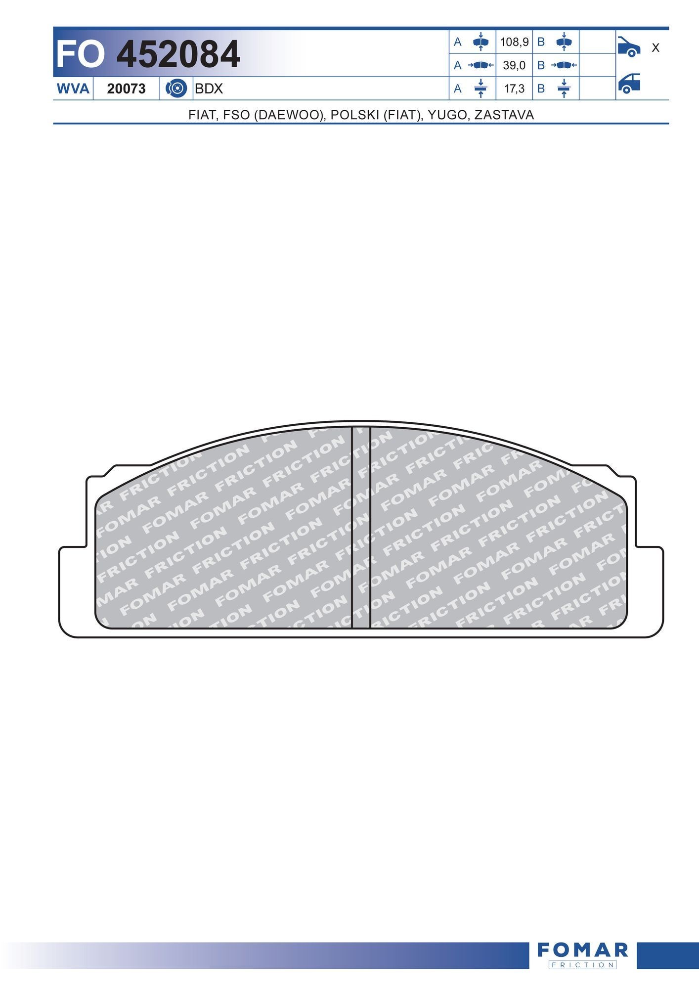 FOMAR Friction FO 452084: Bremseklodser