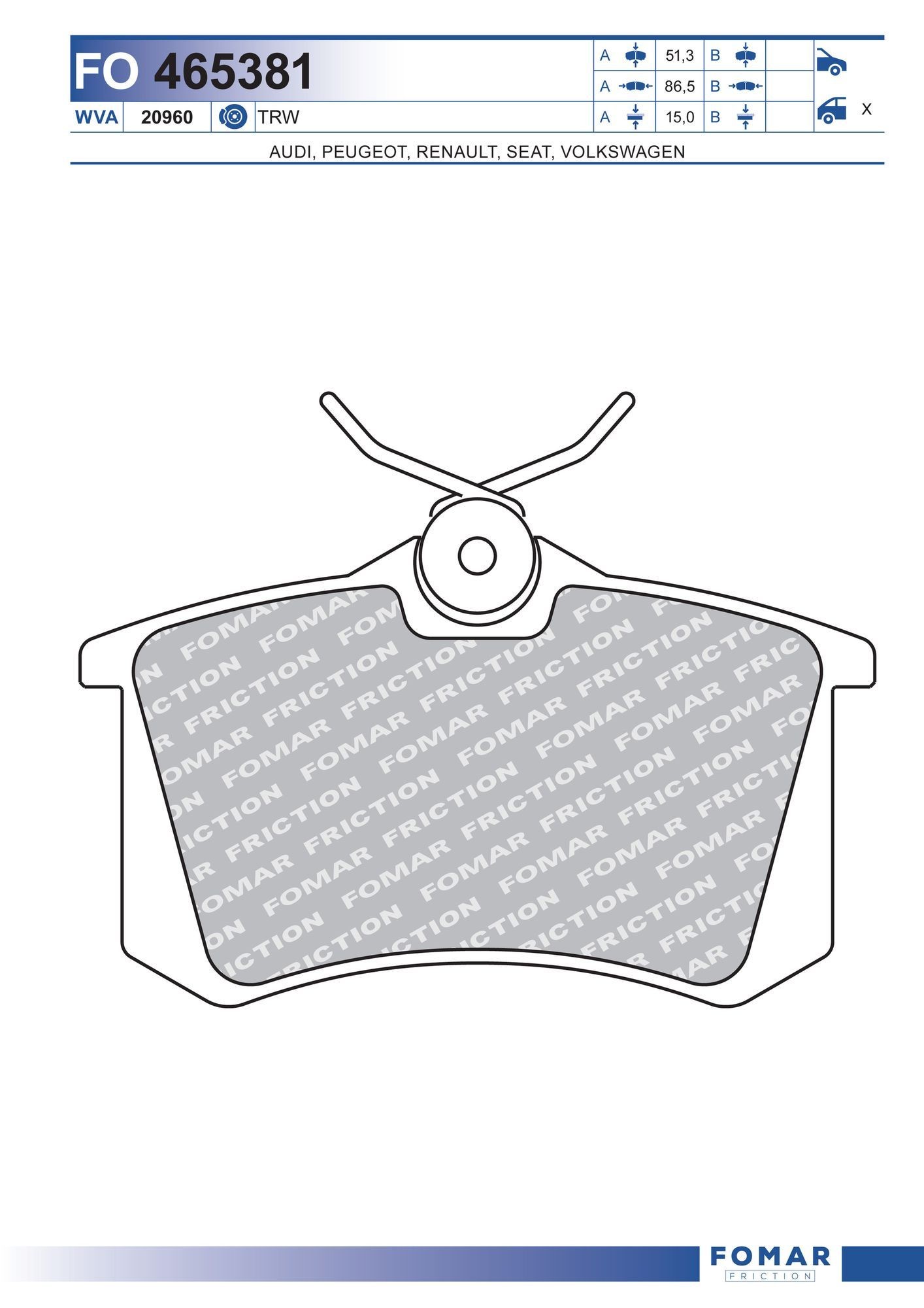 FOMAR Friction FO 465381: Plaquettes de frein